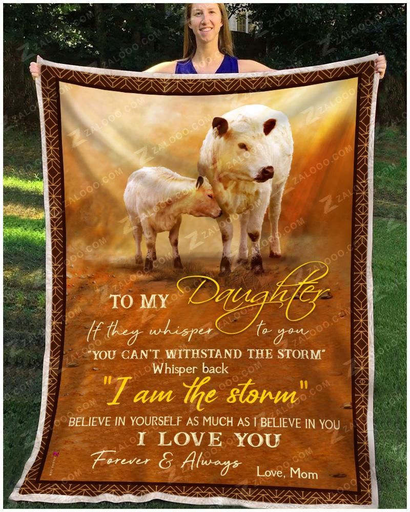 British White Cow To My Daughter Love Mom Sherpa Fleece Blanket
