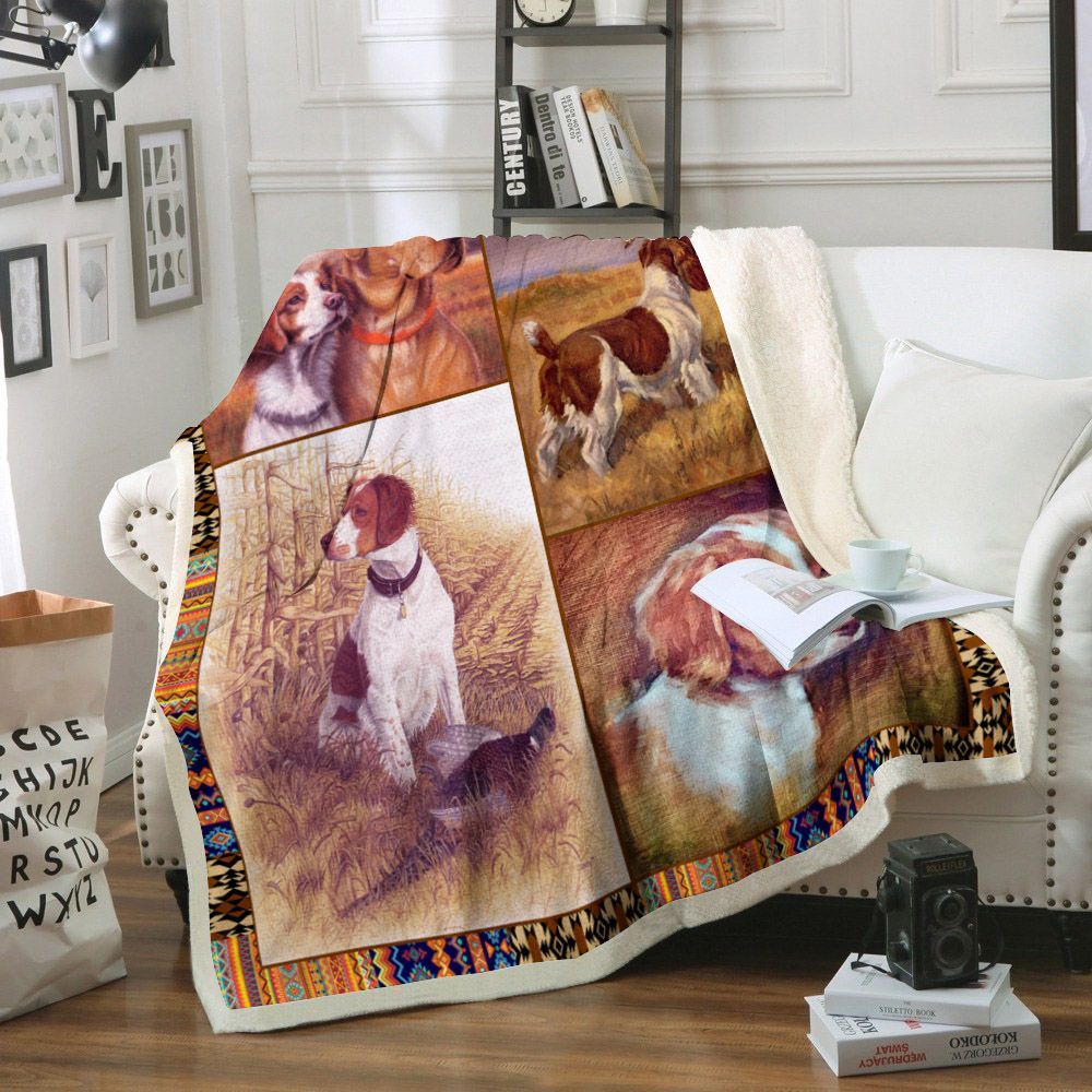 Brittany Dog Sherpa Fleece Blanket