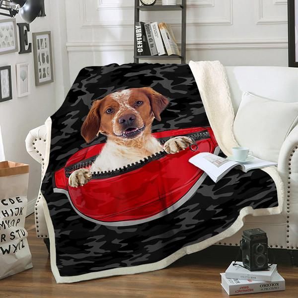Brittany Dog Sherpa Fleece Blanket