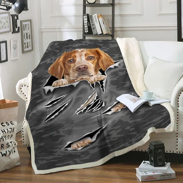 Brittany Dog Sherpa Fleece Blanket