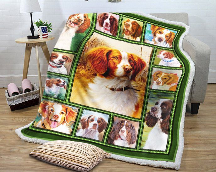 Brittany Spaniel Portraits Sherpa Fleece Blanket