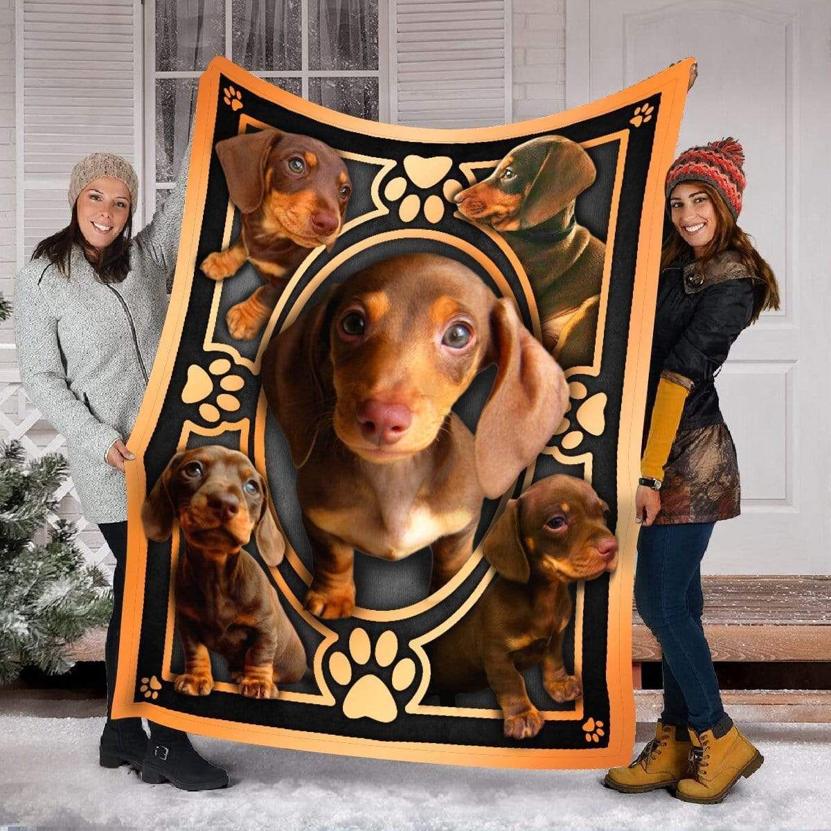 Brown And Black Chocolate Dachshund Fleece Blanket Gift For Dog Lovers