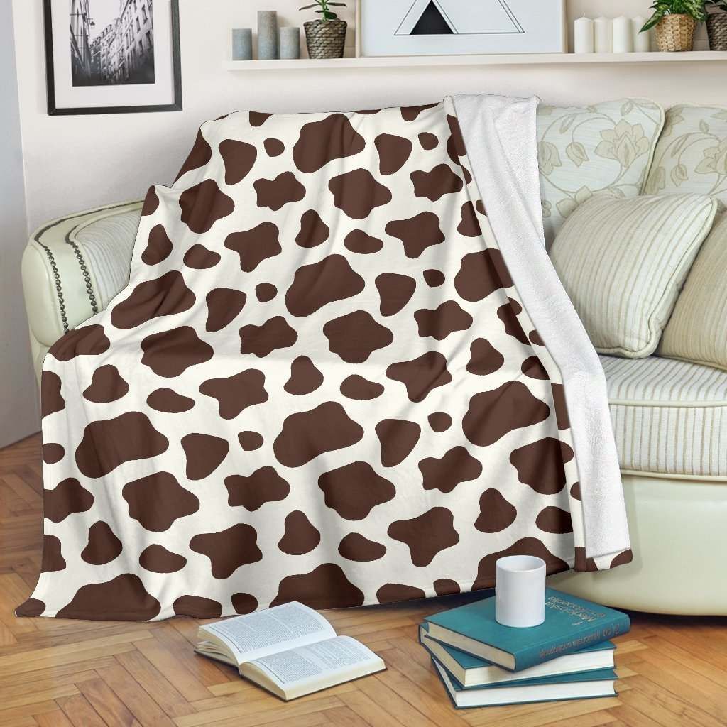 Brown And White Cow Sherpa Fleece Blanket