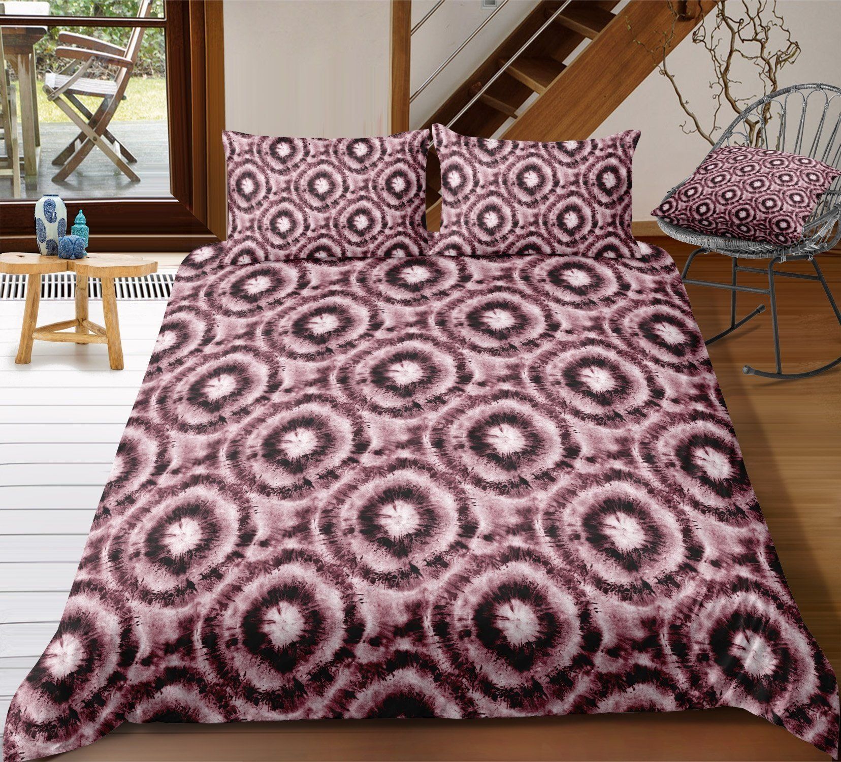 Brown Batik Printed Bedding Set