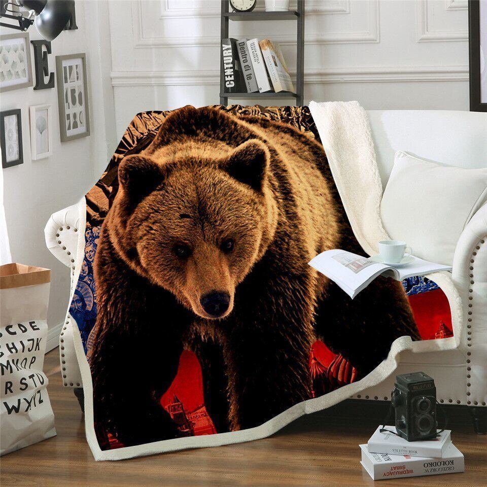 Brown Bear Sherpa Fleece Blanket