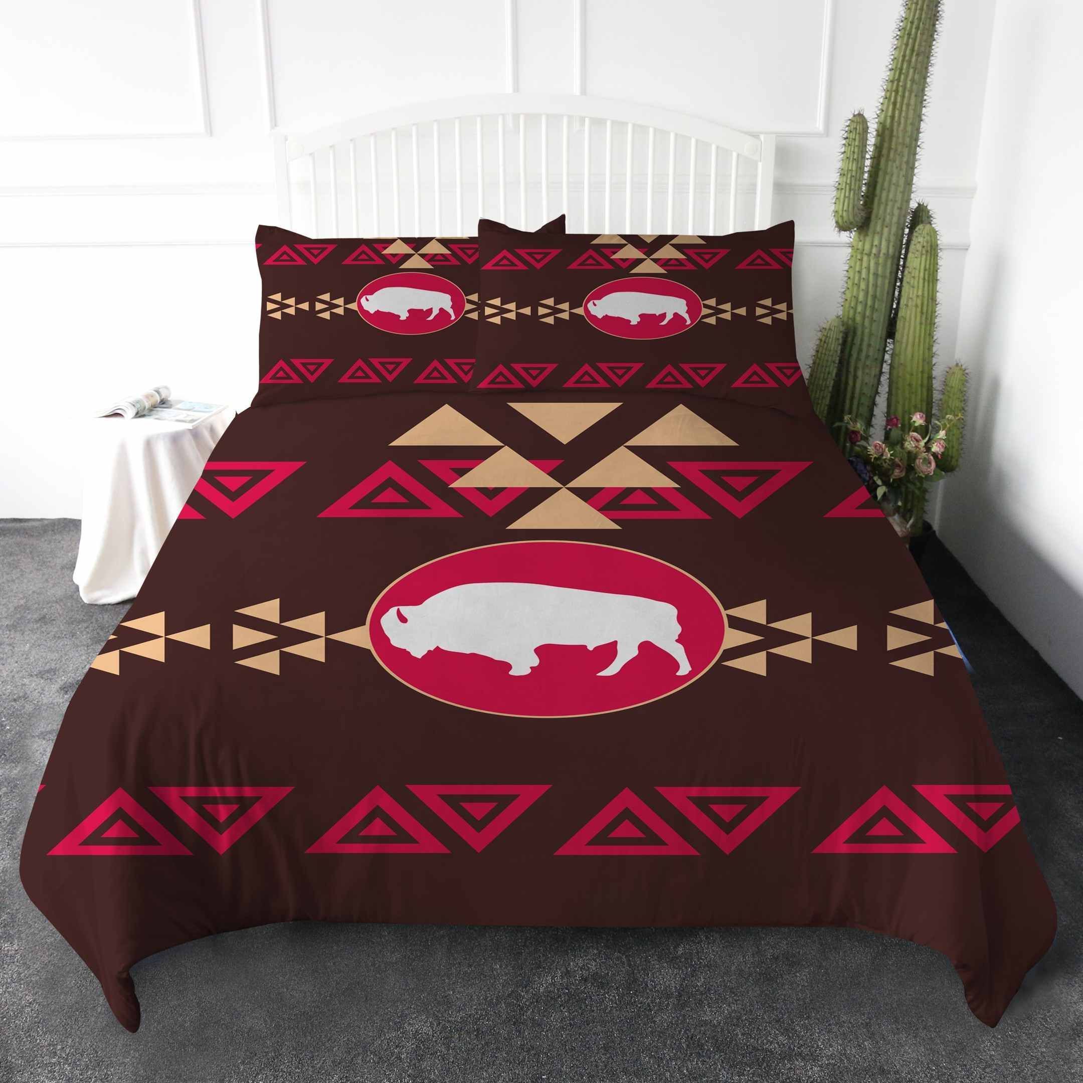 Brown Bison Native American Bedding Set