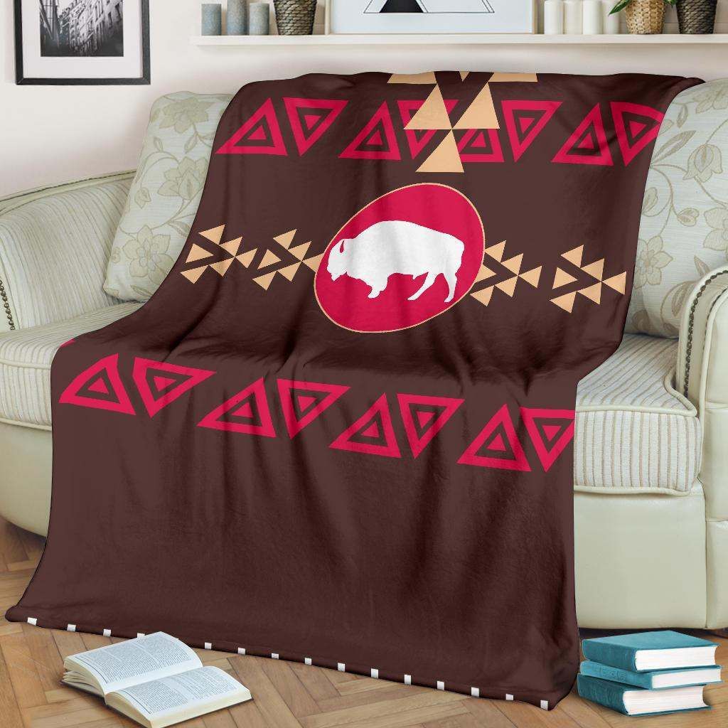 Brown Bison Native American Pride Sherpa Fleece Blanket