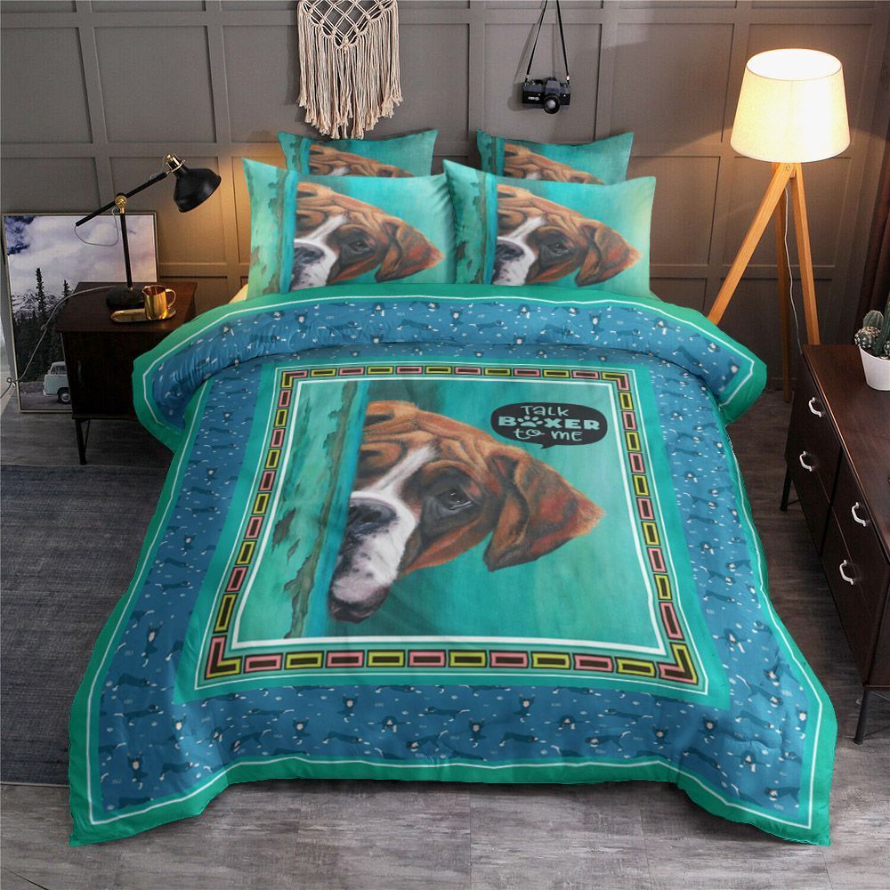 Brown Boxer Dog Talk Boxer To Me Bedding Set
