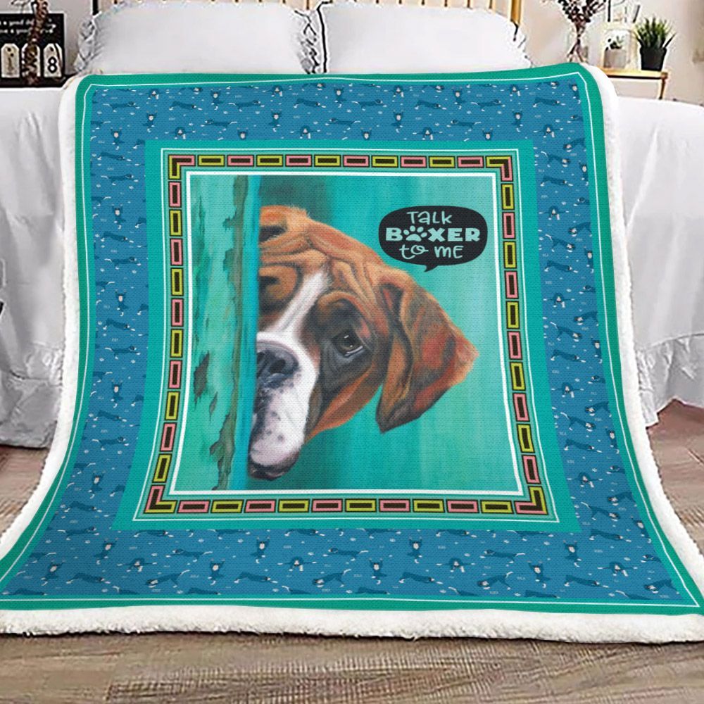 Brown Boxer Dog Talk Boxer To Me Sherpa Fleece Blanket