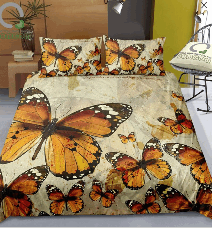 Brown Butterfly Bedding Set