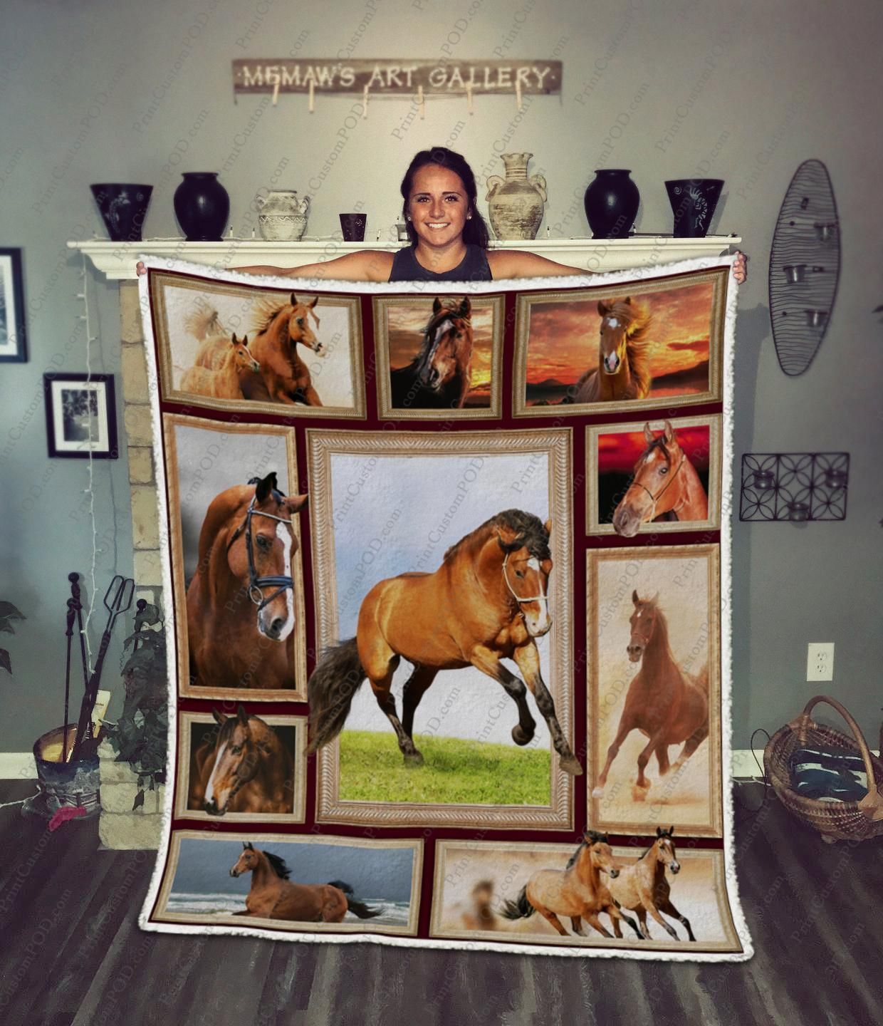 Brown Horse Sherpa Fleece Blanket