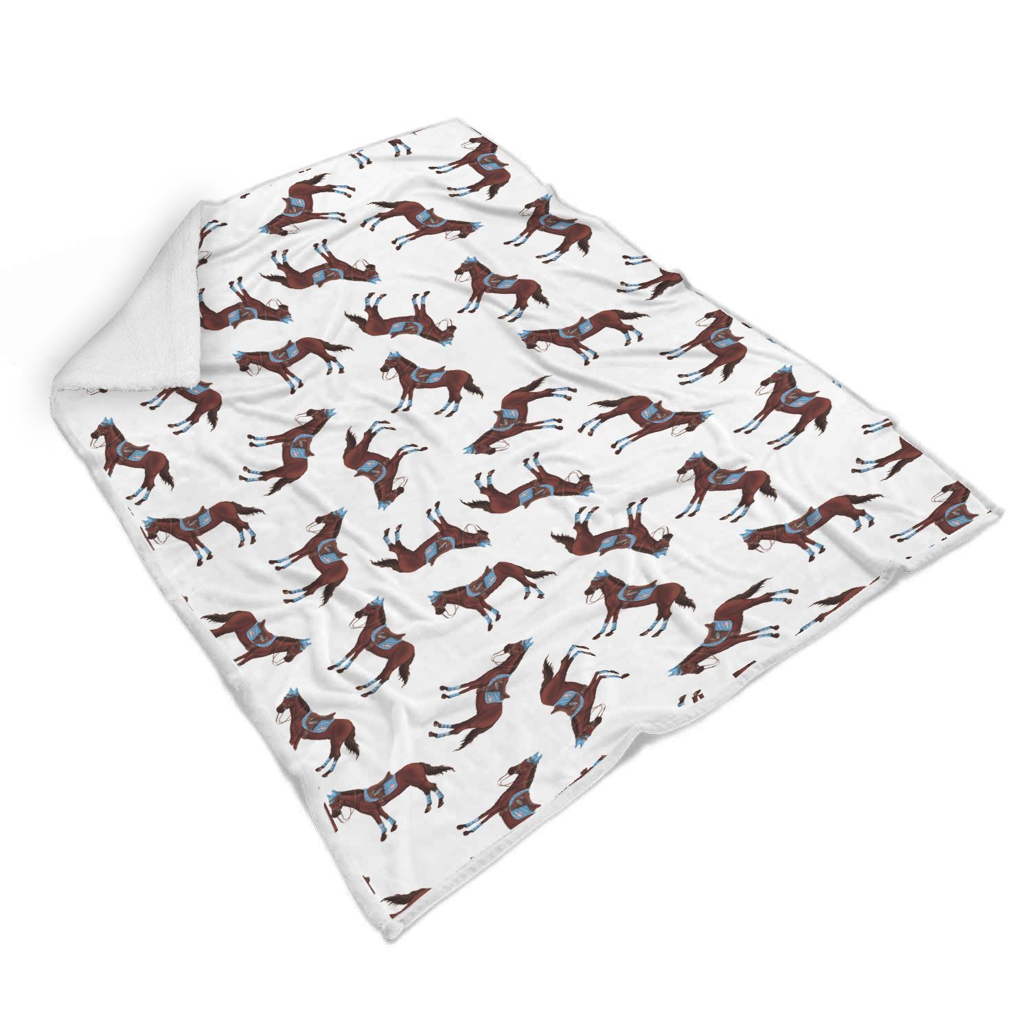 Brown Horse Pattern Sherpa Fleece Blanket