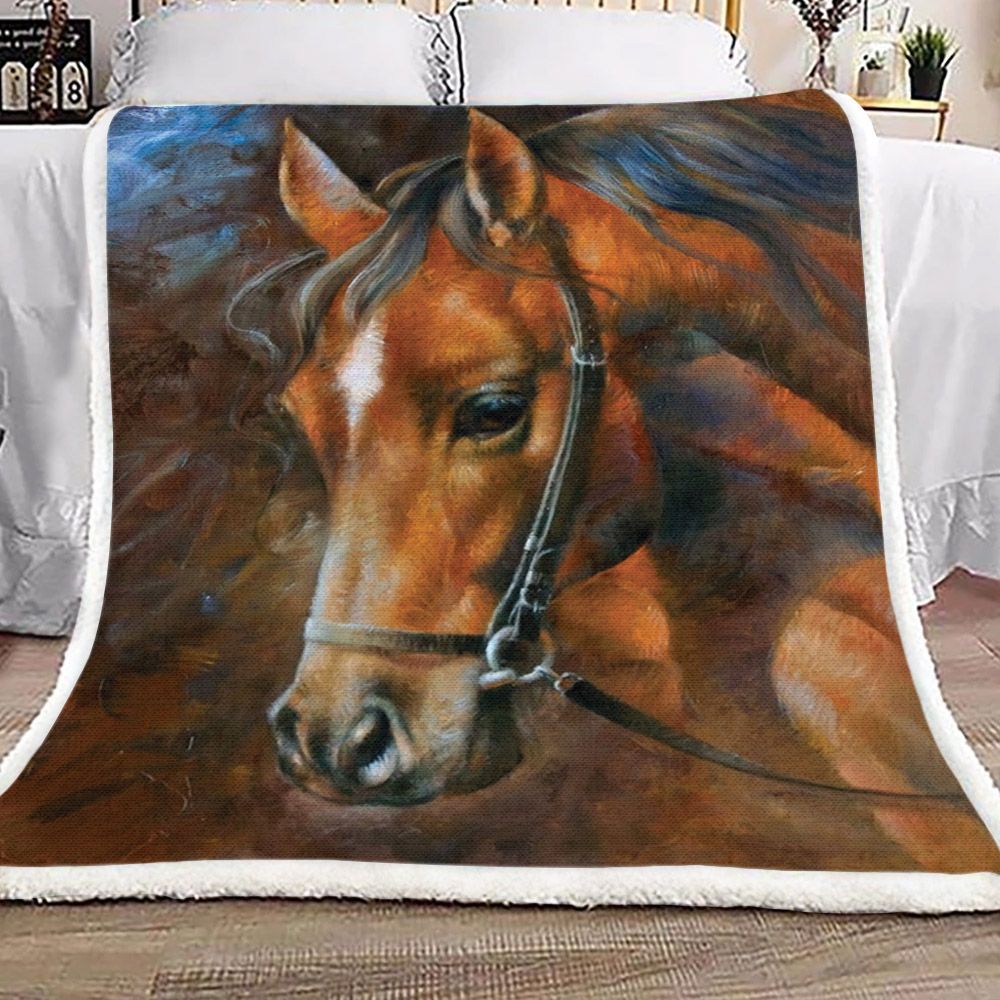 Brown Horse Sherpa Fleece Blanket