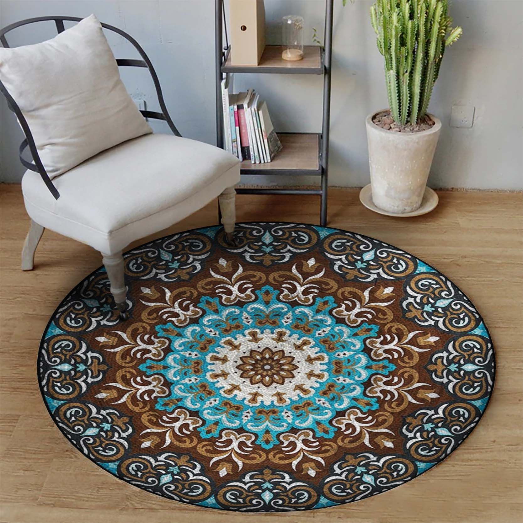 Brown Mandala Round Carpet