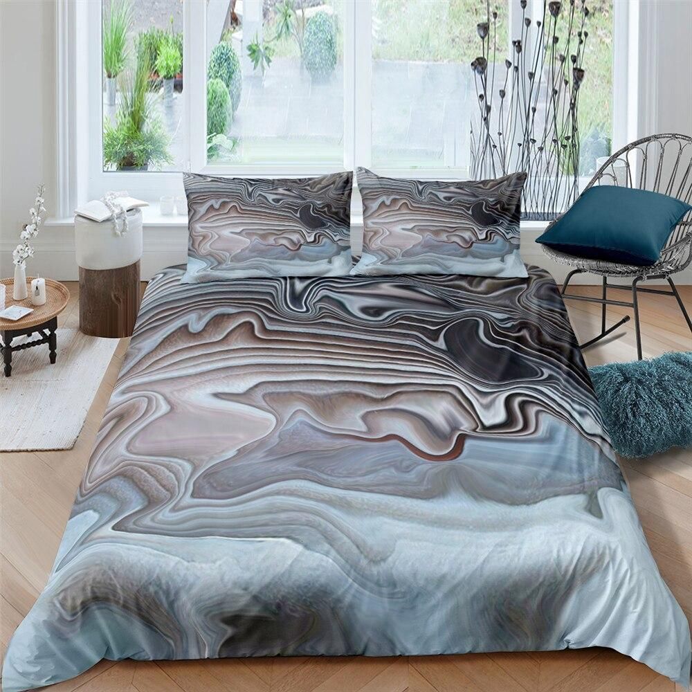 Brown Nacre Marble Bedding Set