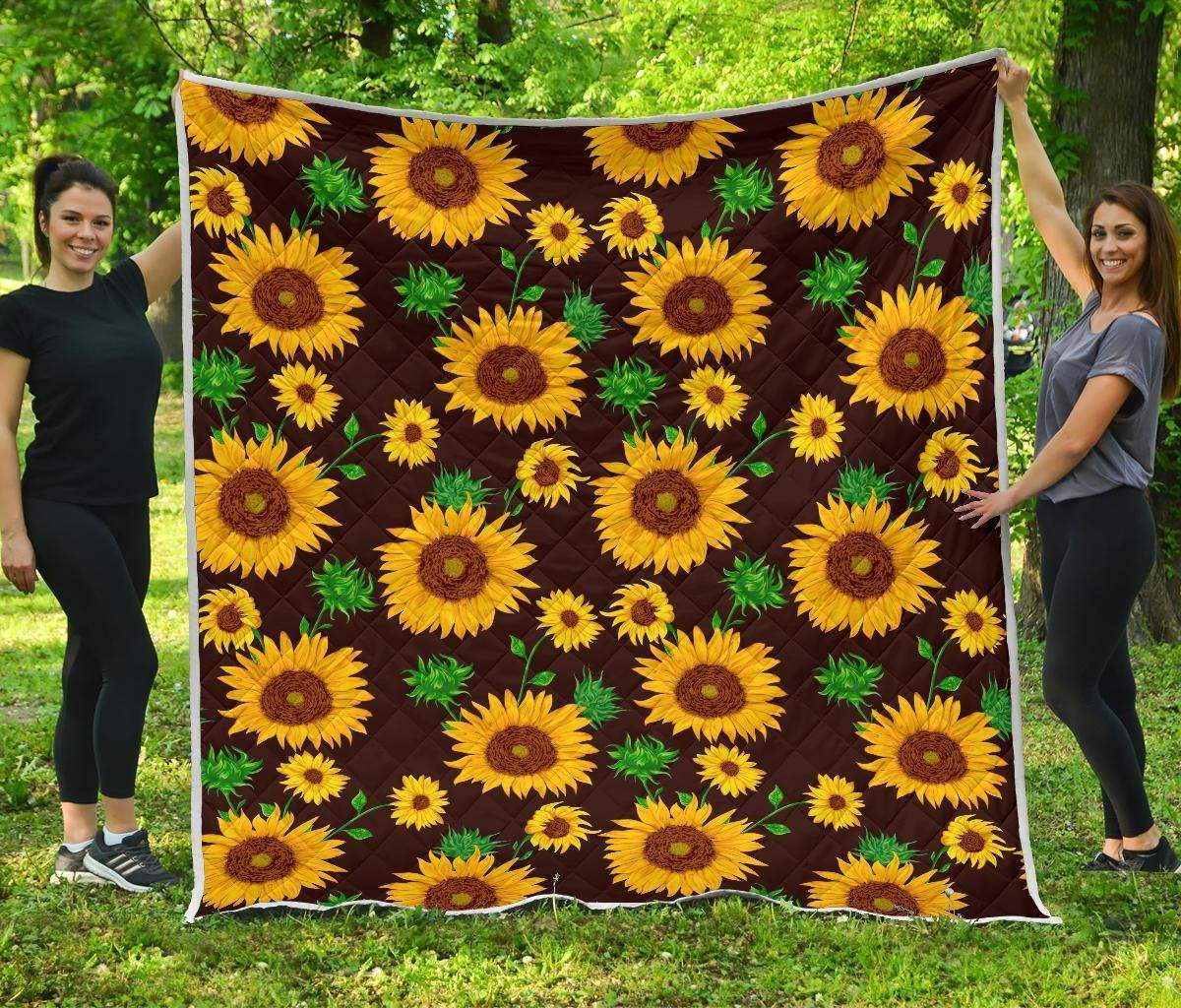 Brown Sunflower CL17100167MDQ Quilt Blanket