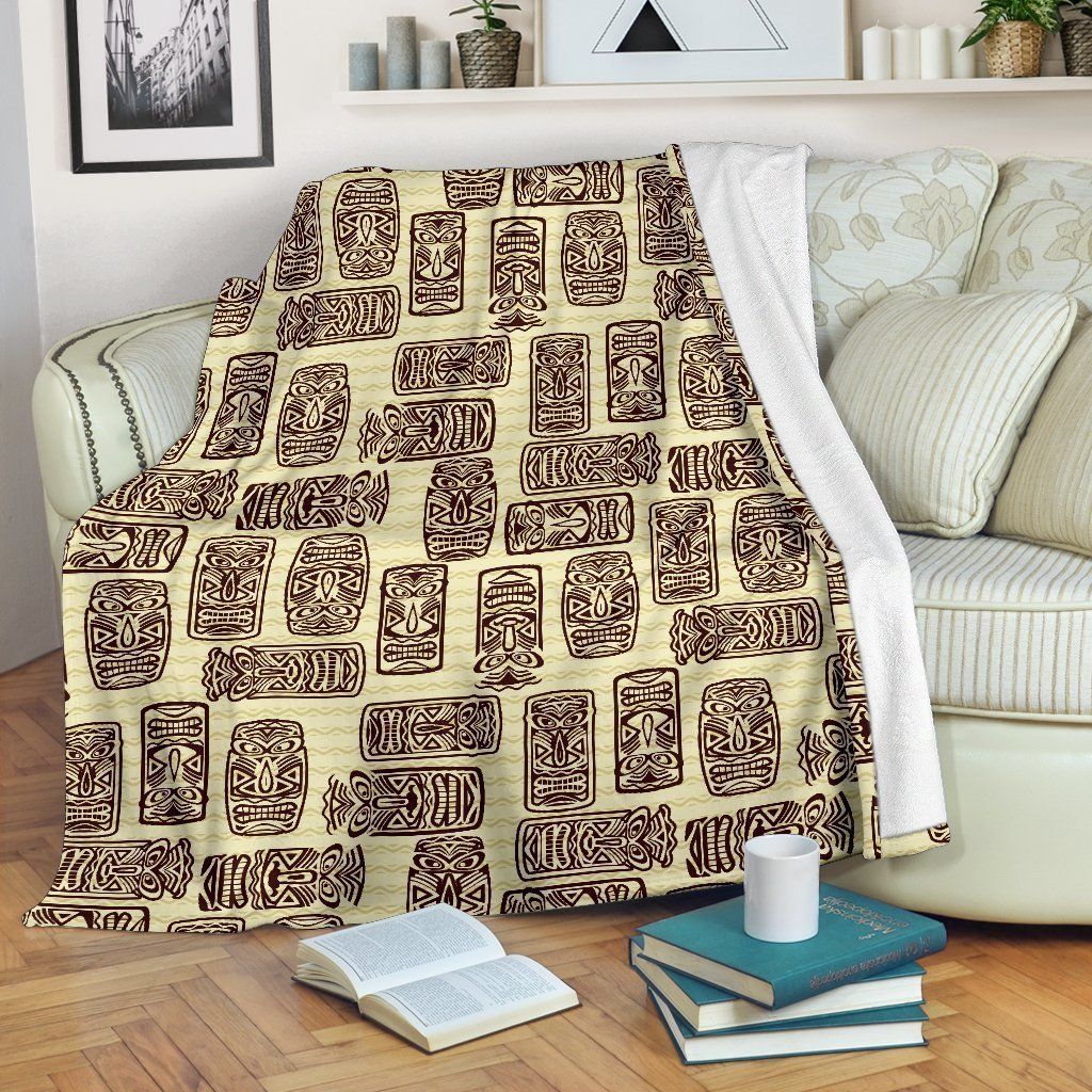 Brown Tiki Brown Symbol Printed Fleece Blanket