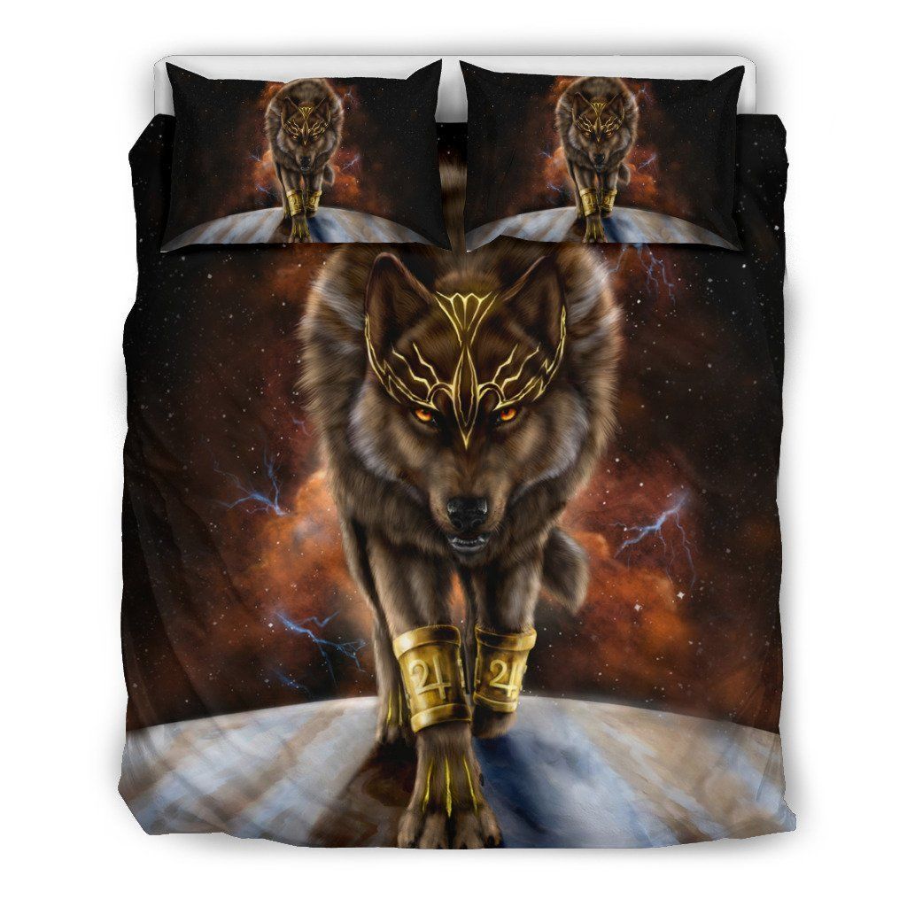 Brown Wolf The King 3D Bedding Set
