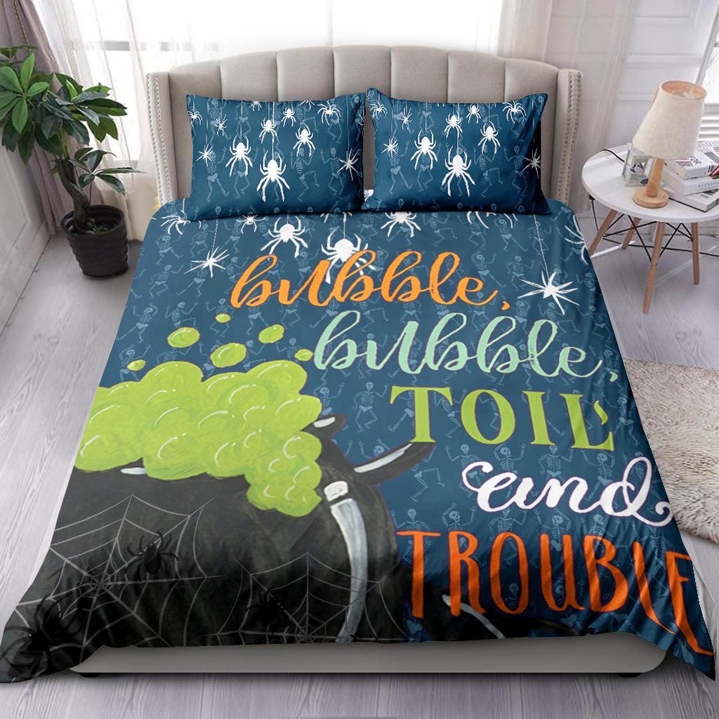 Bubble Bubble Toil And Trouble Witch Halloween Bedding Set