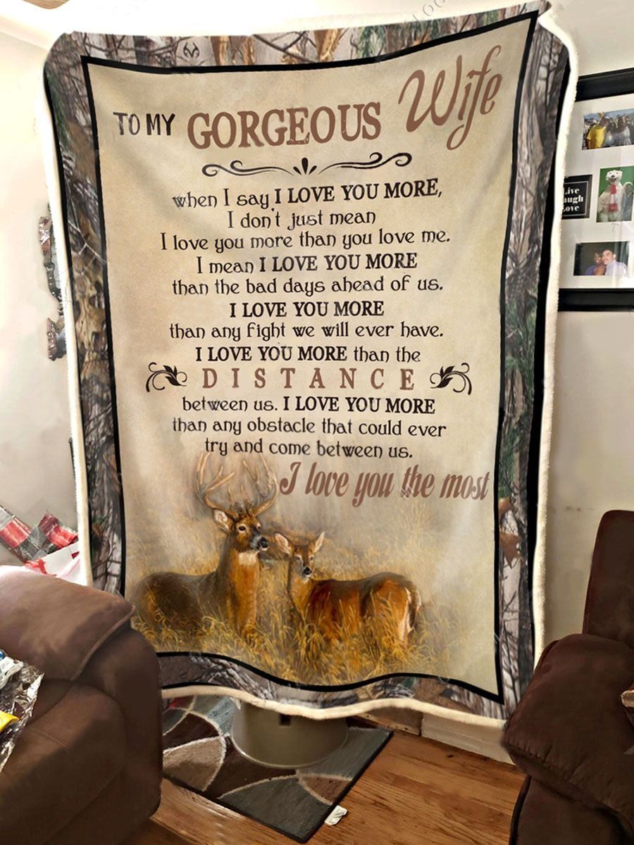 Buck And Doe To My Wife I Love You The Most Sherpa Fleece Blanket