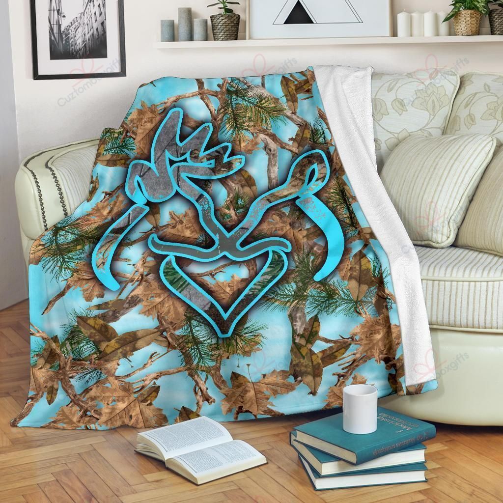 Buck His Doe Blue Camo Sherpa Fleece Blanket