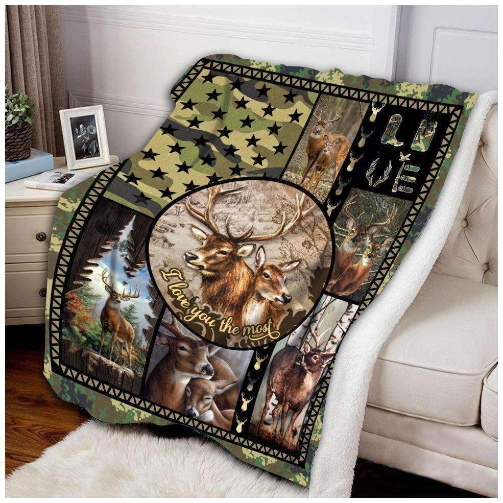 Buck Hunting Sherpa Fleece Blanket