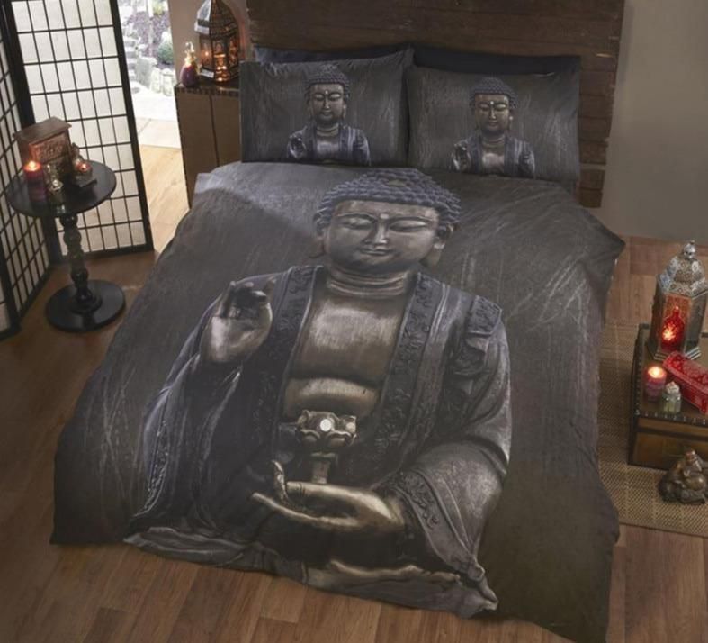 Buddha Black 3d Printed Bedding Set