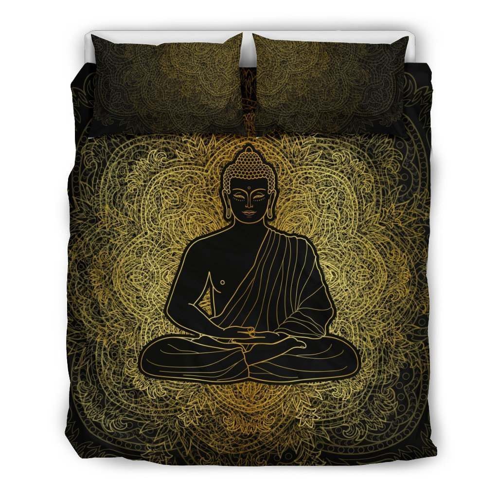 Buddha Black And Yellow Bedding Set