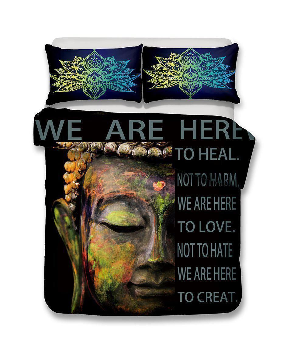 Buddha We Are Here Printed Bedding Set
