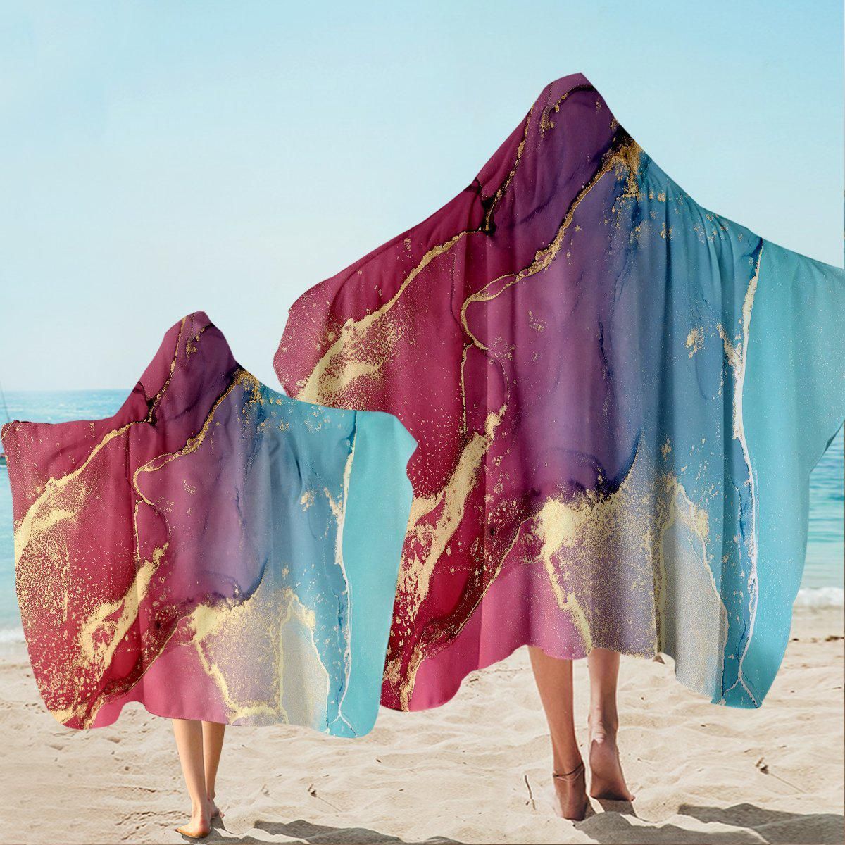 Budelli Beach Pink Blue Hooded Towel