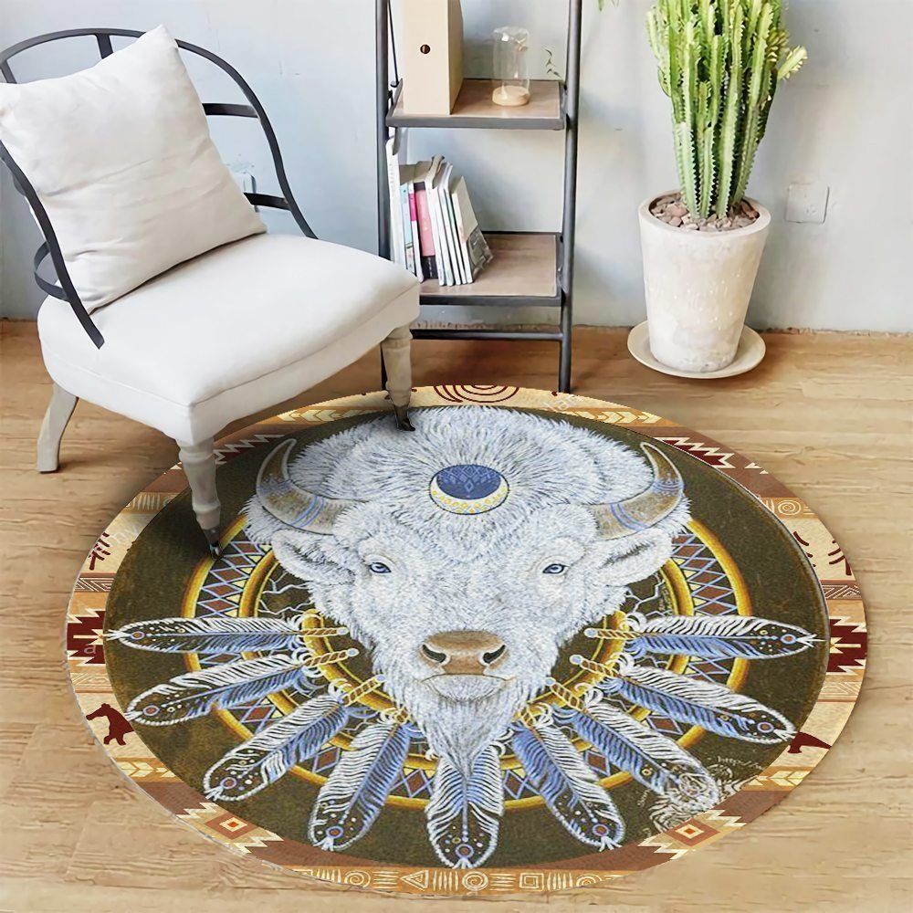 Bufflalo Native White Round Carpet