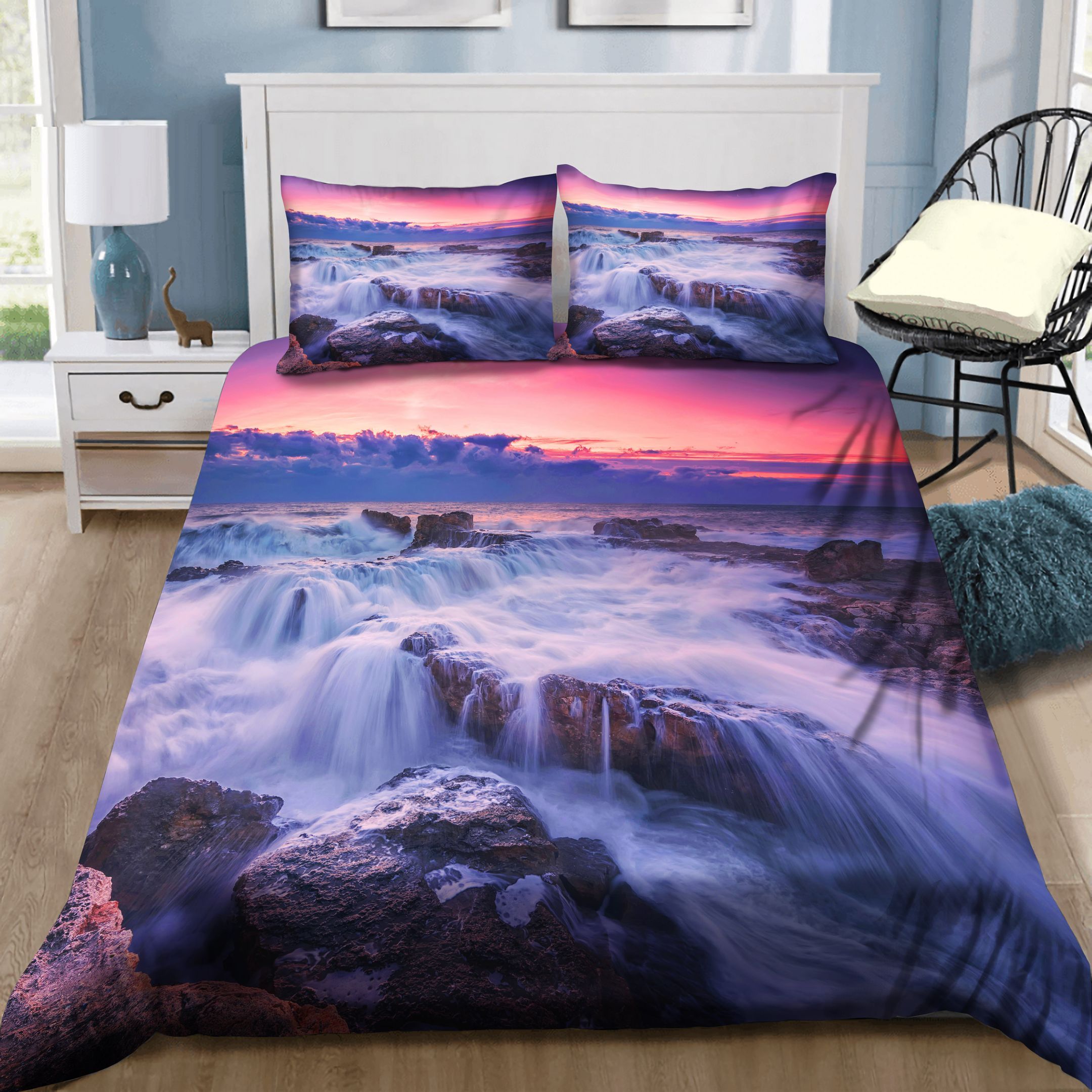 Bulgaria Sunrises And Sunsets Coast Stones Waves Bedding Set