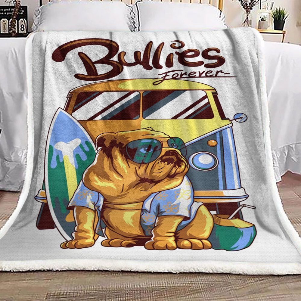 Bull Dog Car Summer Coconut Sherpa Fleece Blanket