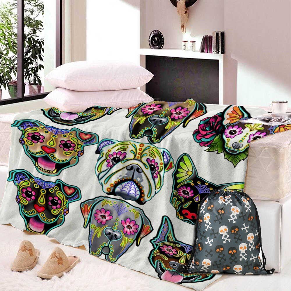 Bull Dog Sherpa Fleece Blanket