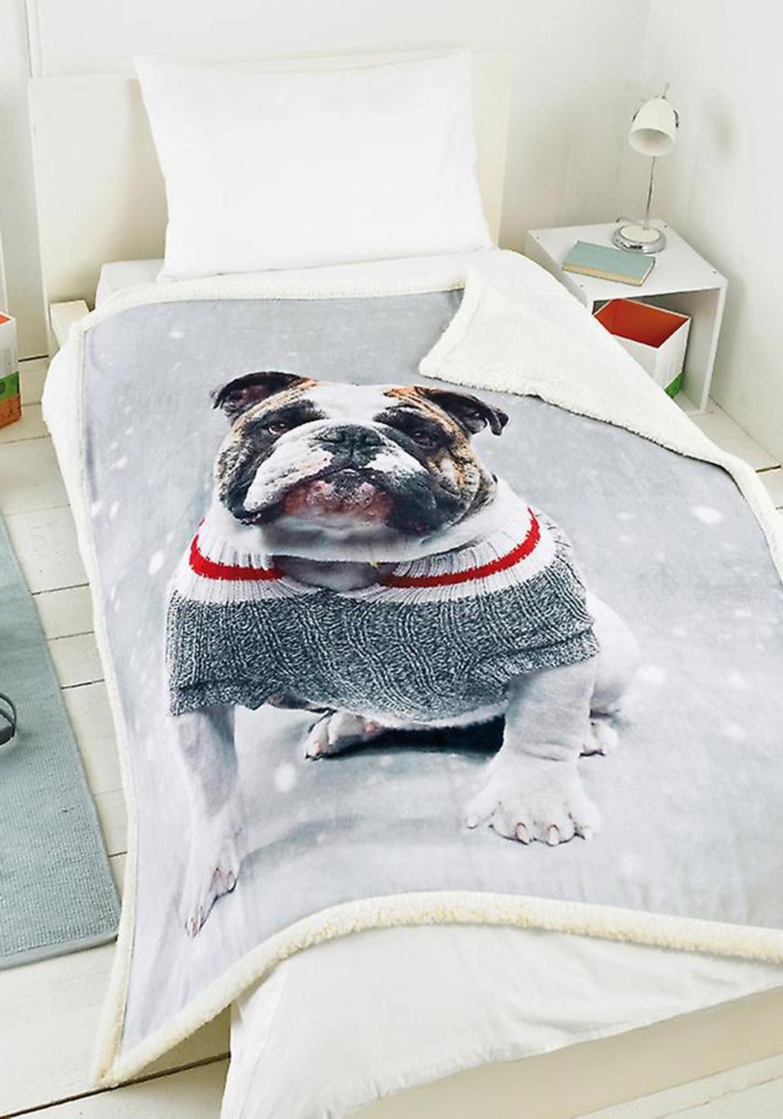 Bull Dog Sherpa Fleece Blanket