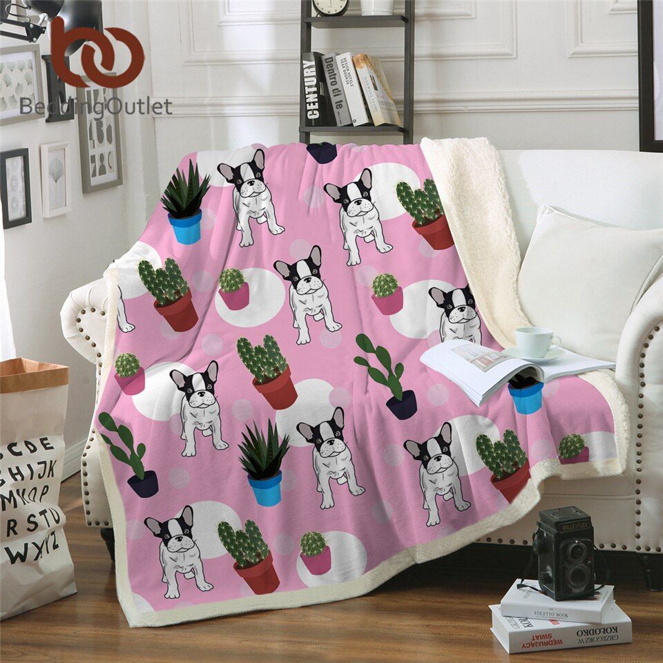 Bull Dog Sherpa Fleece Blanket