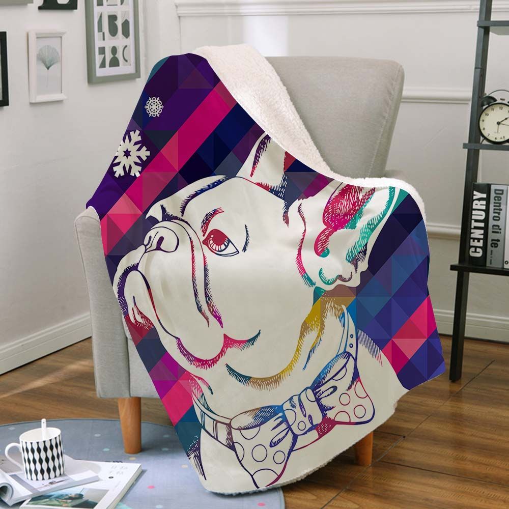 Bull Dog Sherpa Fleece Blanket