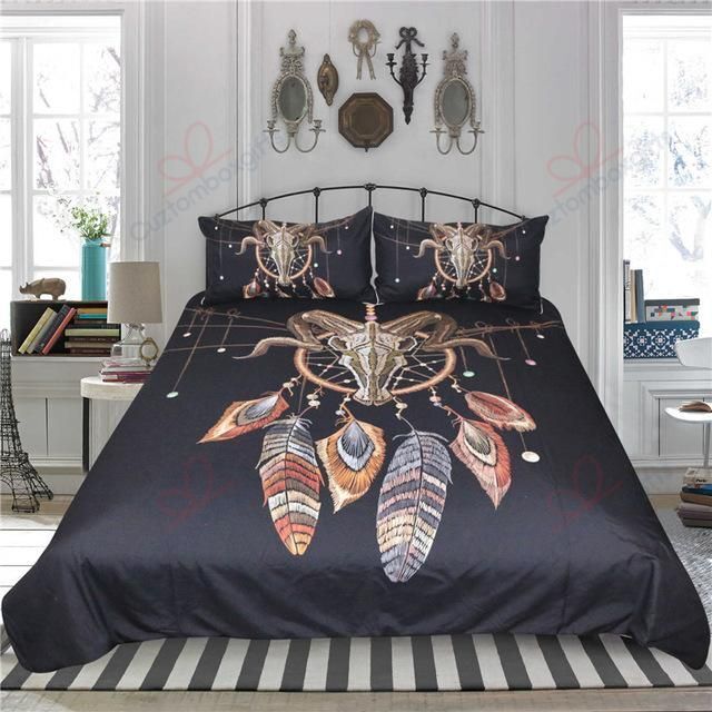 Bull Skull Feather Dreamcatcher Bedding Set