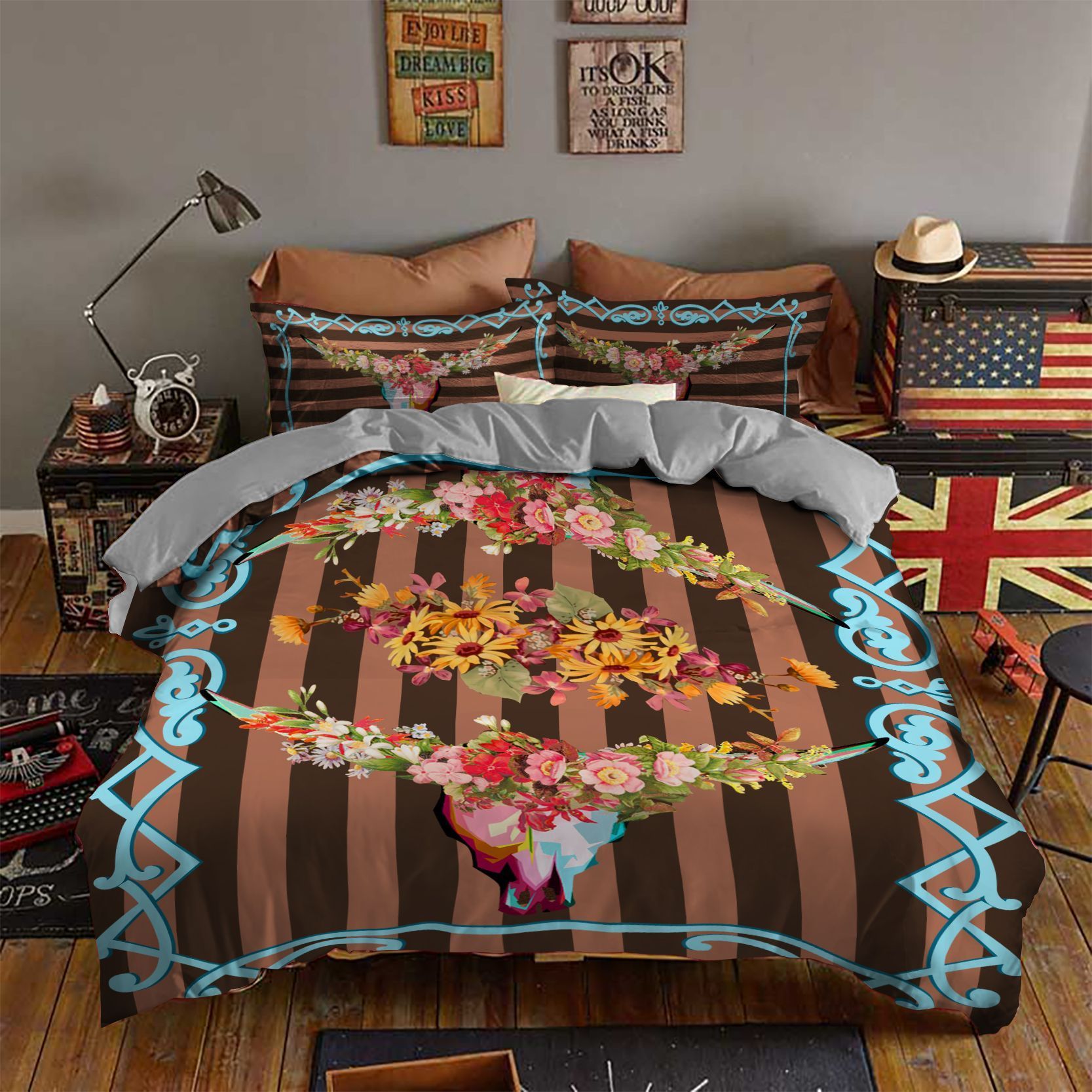 Bull Skull Bedding Set
