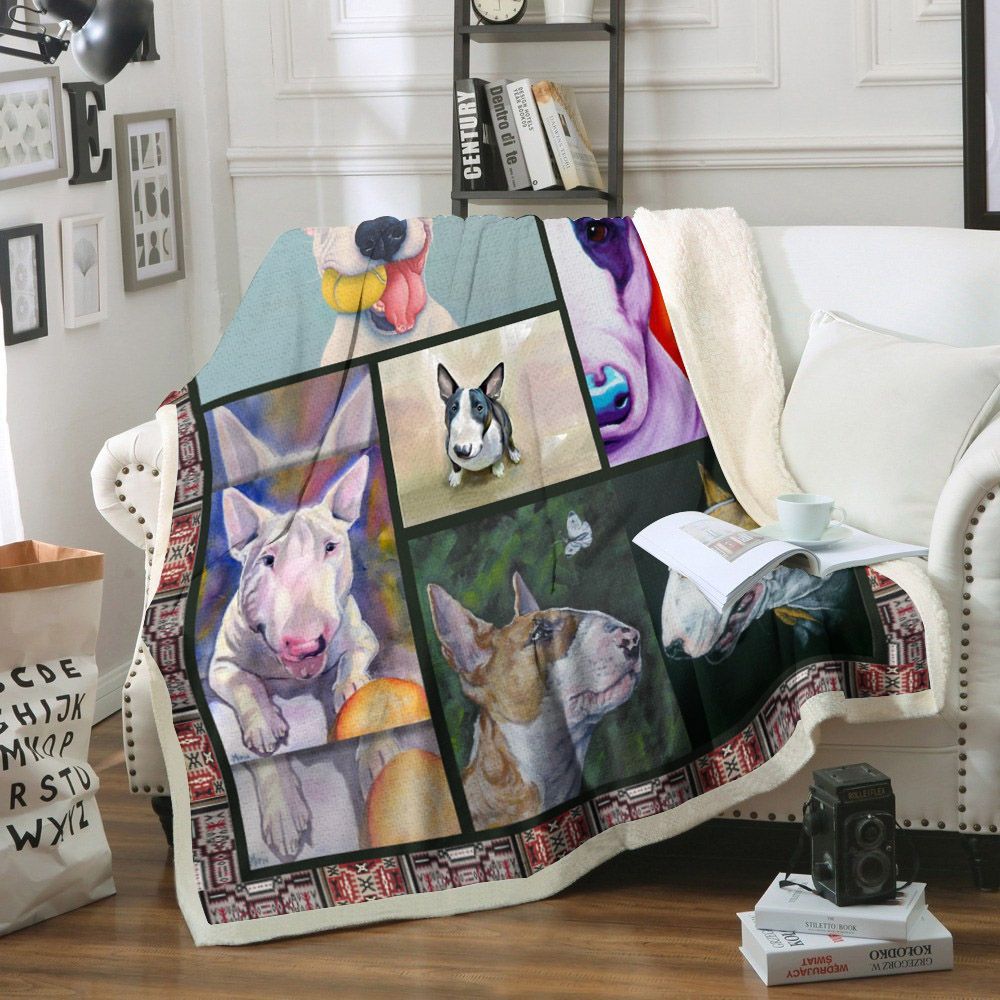 Bull Terrier Dog Sherpa Fleece Blanket