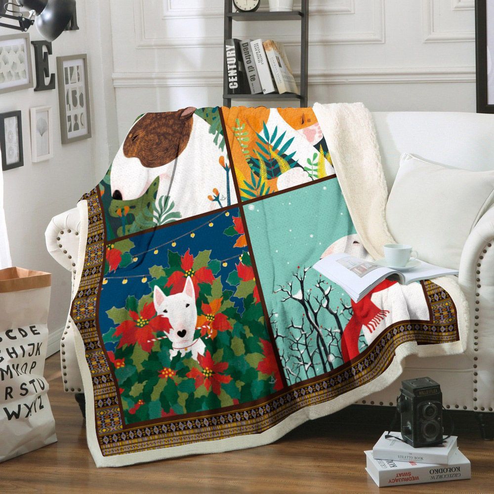 Bull Terrier Dog Sherpa Fleece Blanket