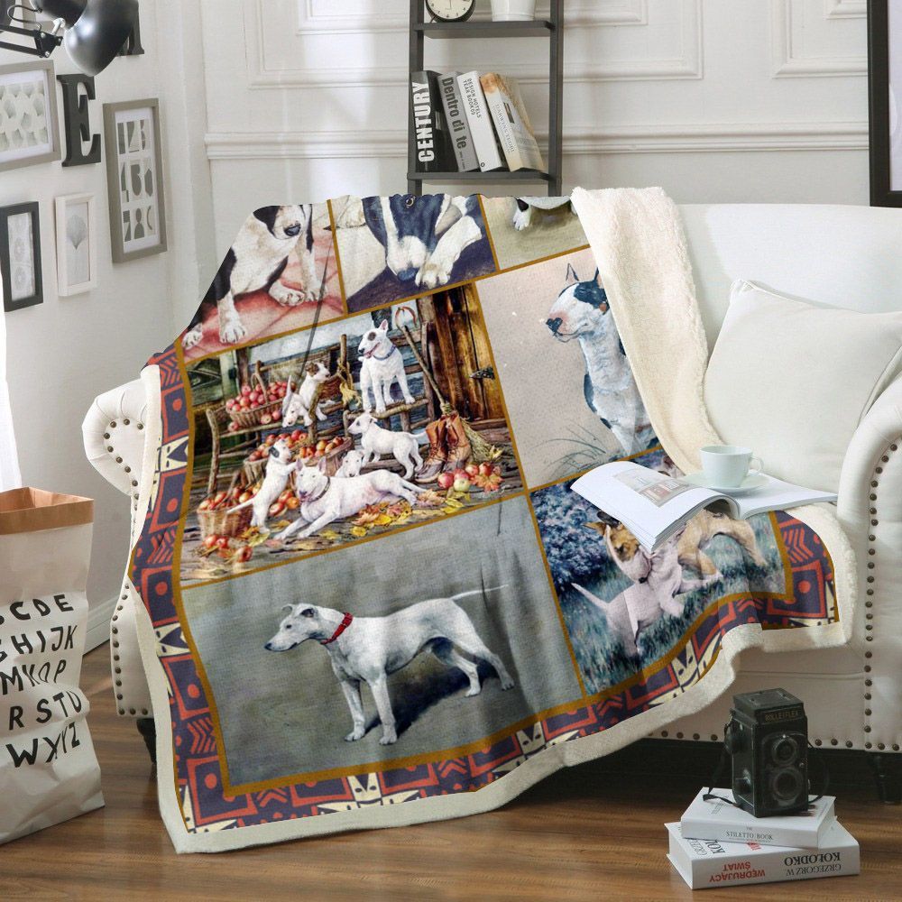 Bull Terrier Dog Sherpa Fleece Blanket