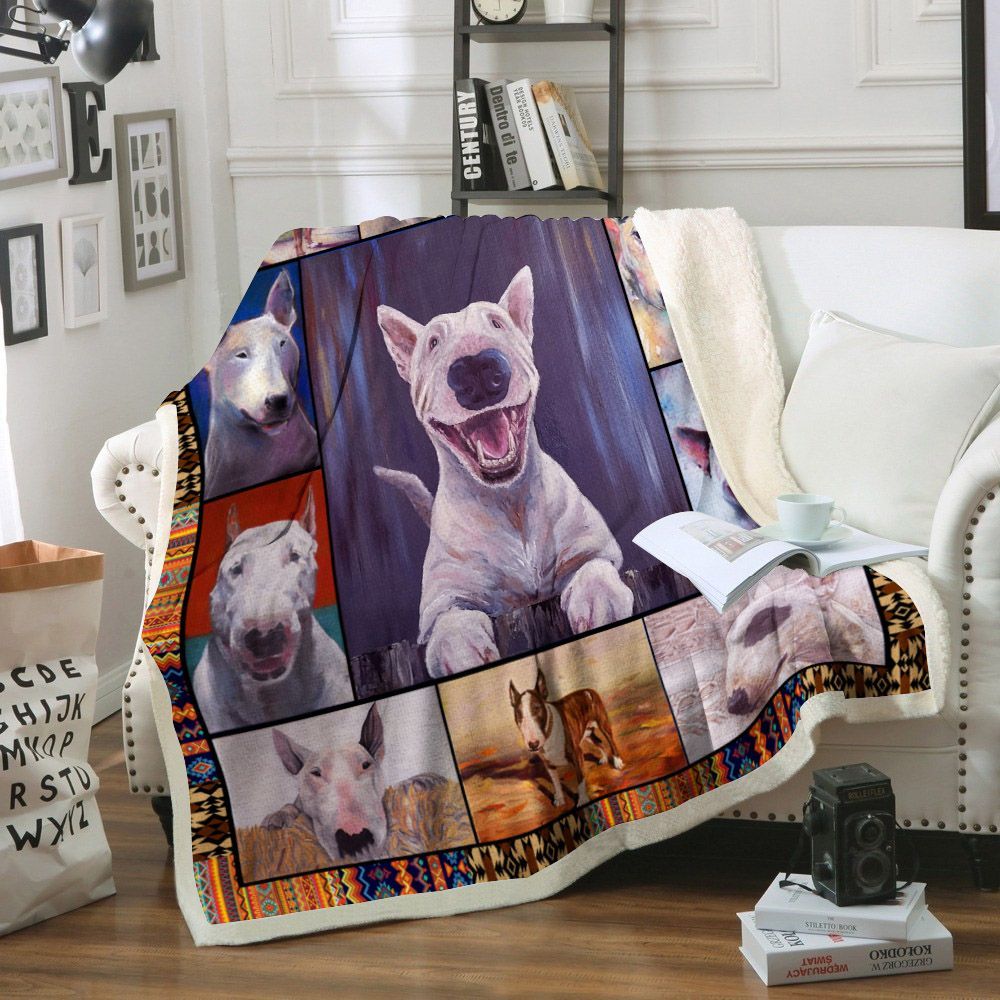Bull Terrier Dog Sherpa Fleece Blanket