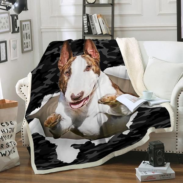 Bull Terrier Dog Sherpa Fleece Blanket