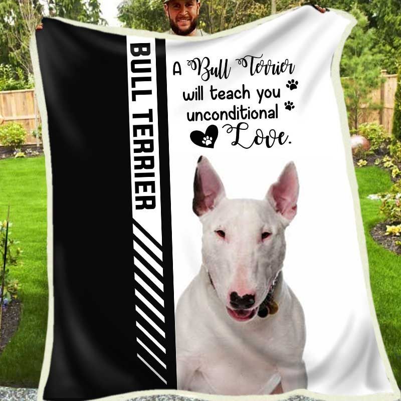 Bull Terrier Sherpa Fleece Blanket