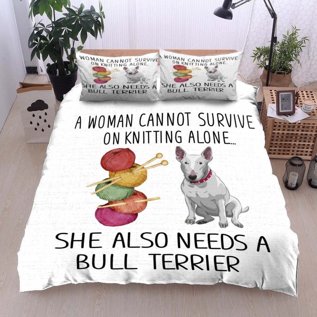 Bull Terrier Knitting Bedding Set