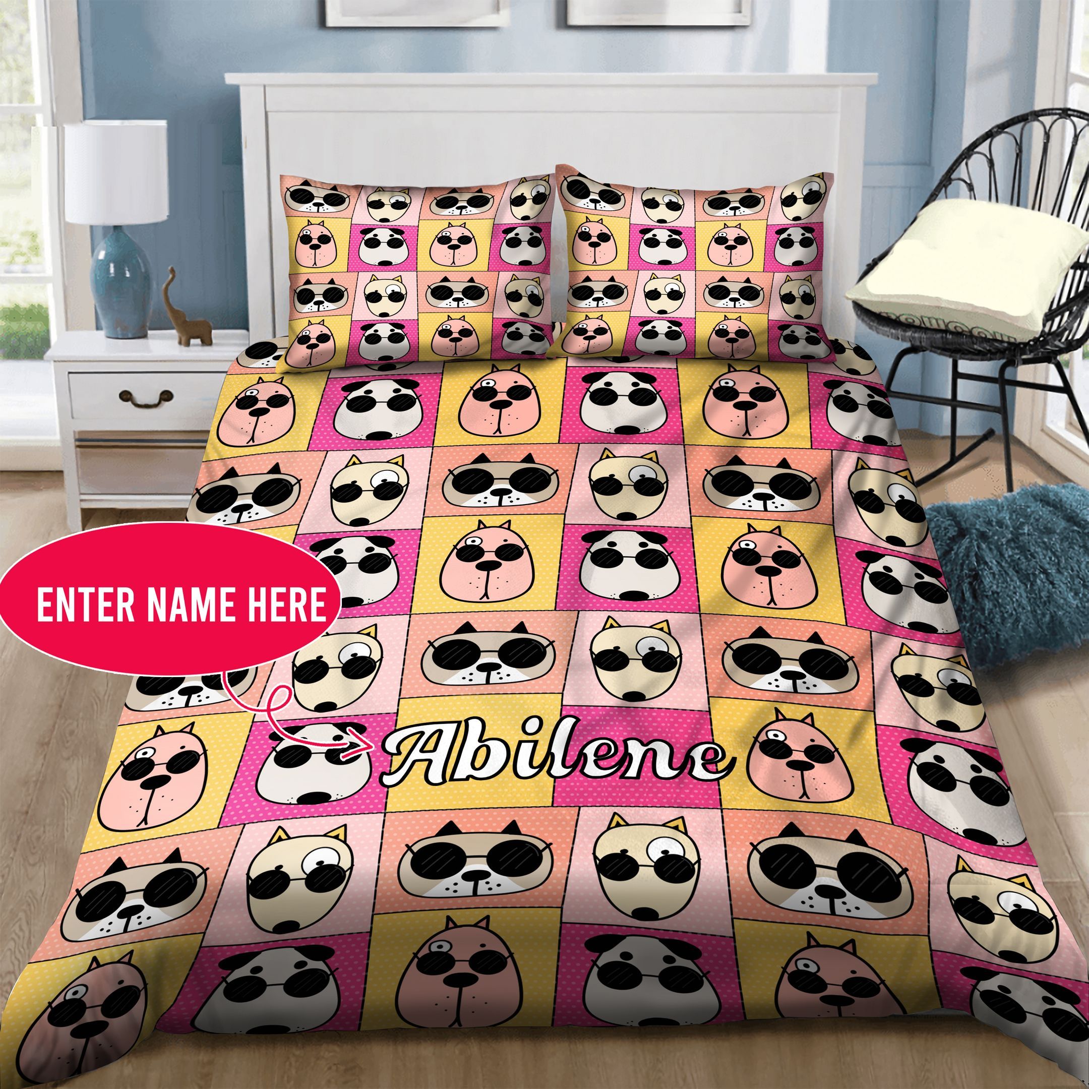 Bull Terrier love Personalized  Bedding Set