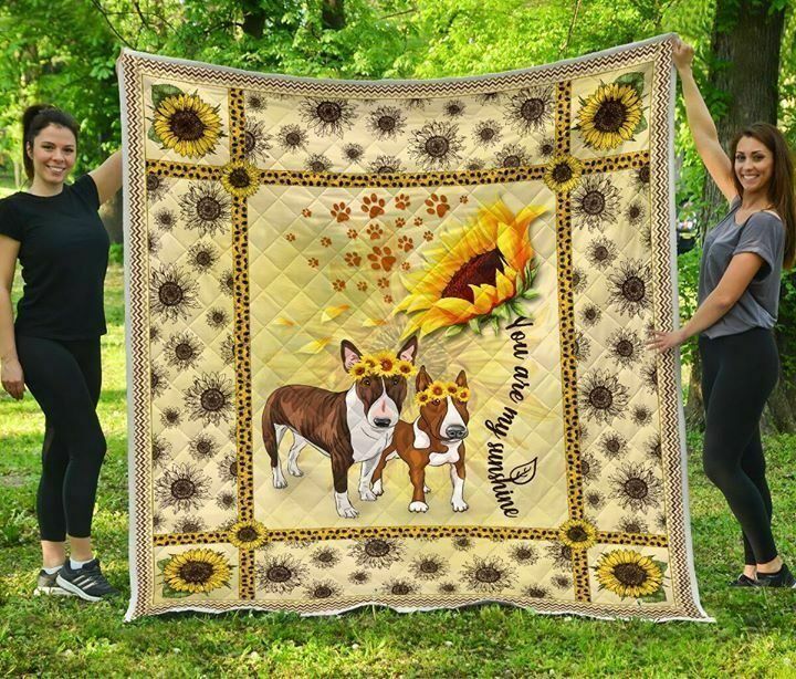 Bull Terrier Sunflower You Are My Sunshine CLA0810048Q Quilt Blanket