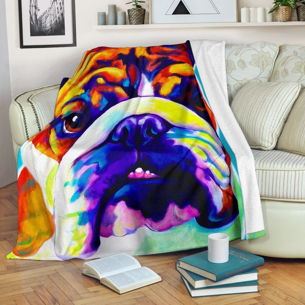 Bulldog Art Sherpa Fleece Blanket