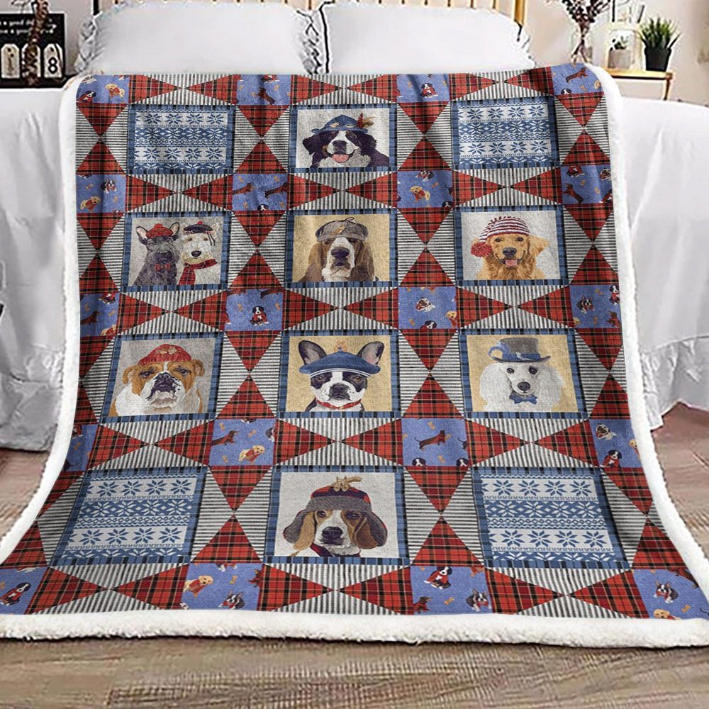 Bulldog Basset Hound Beagle Golden Retriever Bernese Schnauzer Sherpa Fleece Blanket